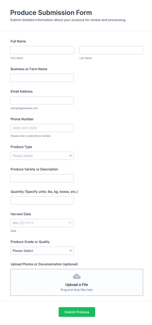 Produce Submission Form Template
