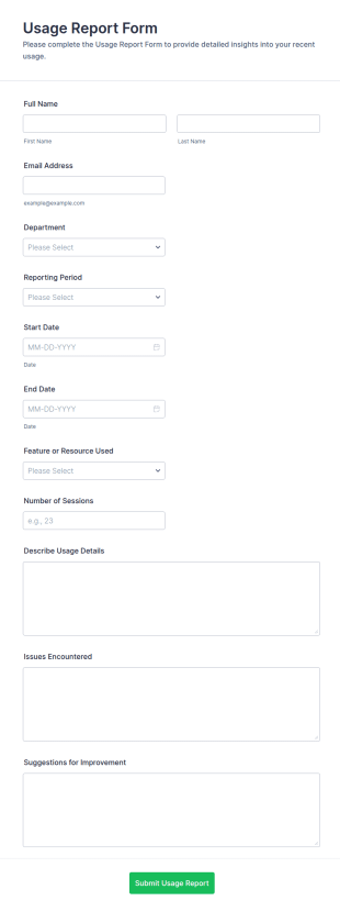 Produce Usage Report Form Template