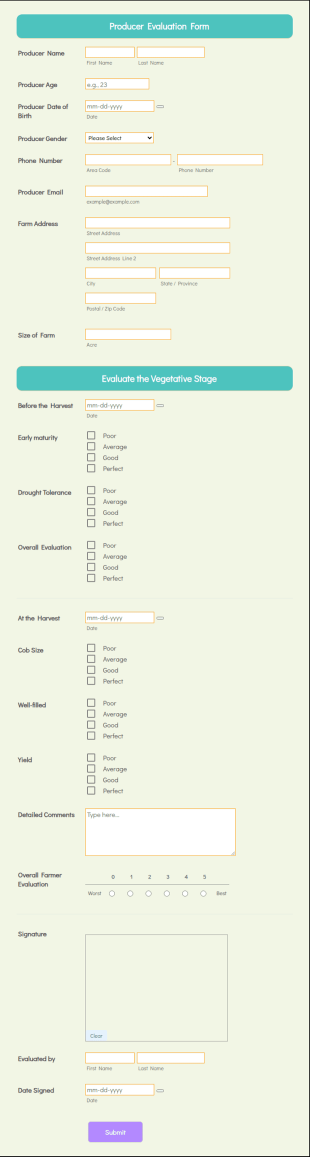 Producer Evaluation Form Template