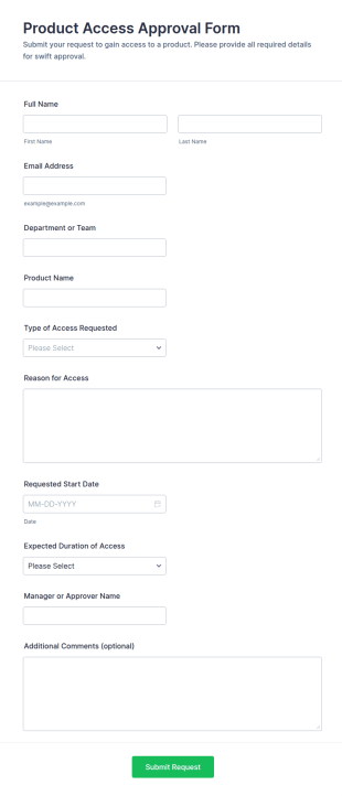 Product Access Approval Form Template