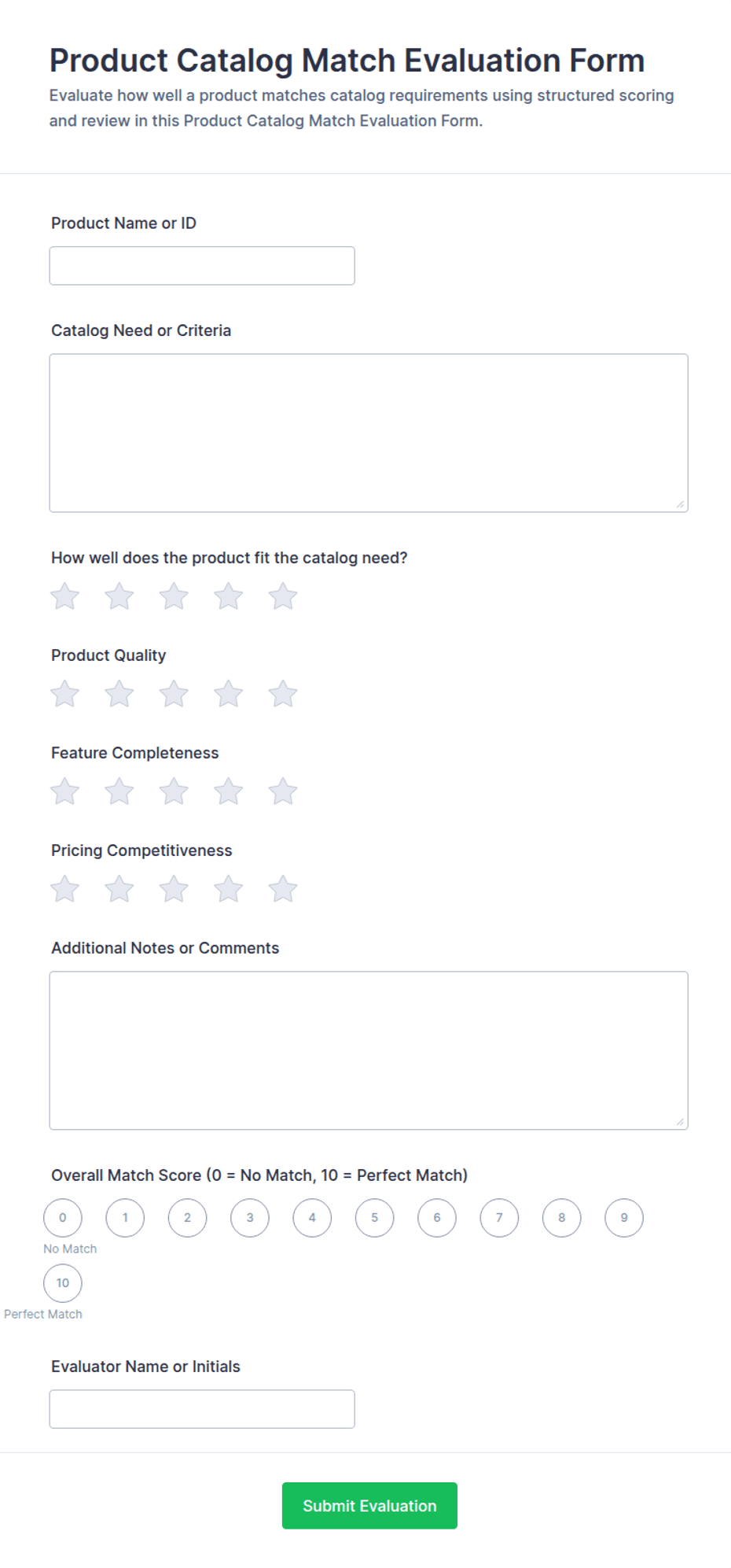 Contract Form Template.pdf Product Catalog Match Evaluation Form Template | Jotform