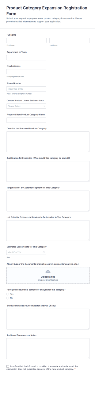 Product Category Expansion Registration Form Template
