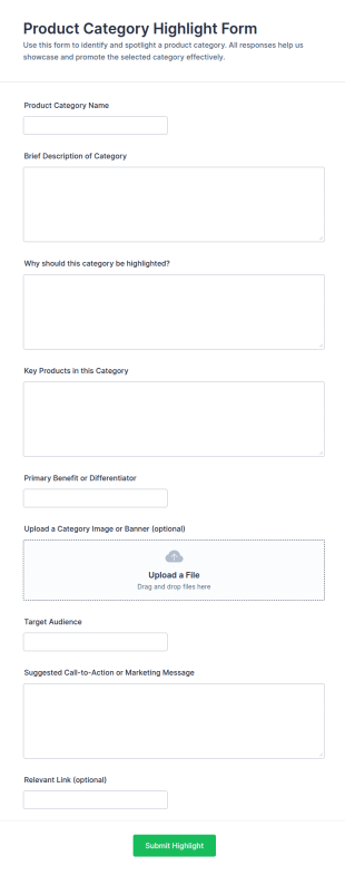 Product Category Highlight Form Template