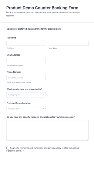 Product Demo Counter Booking Form Template