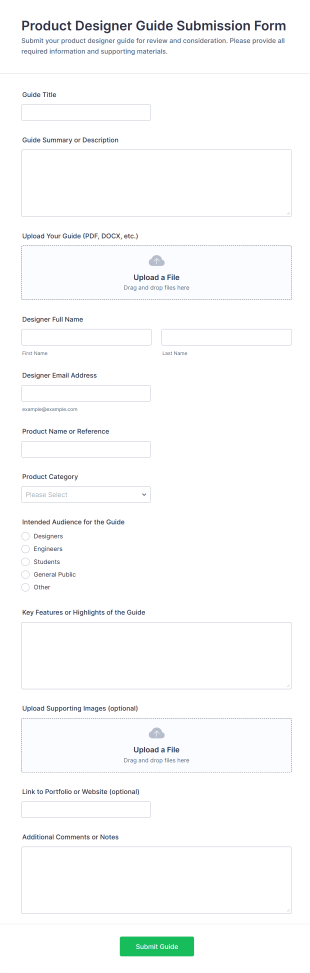 Product Designer Guide Submission Form Template