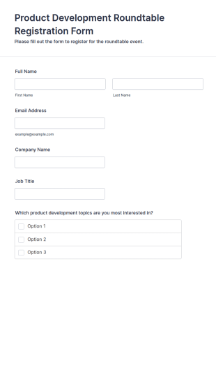 Product Development Roundtable Registration Form Template