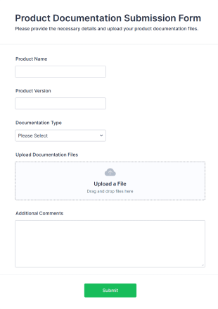 Product Documentation Submission Form Template