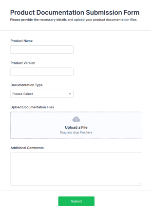 Product Documentation Submission Form Template