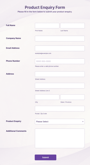 Product Enquiry Form Template