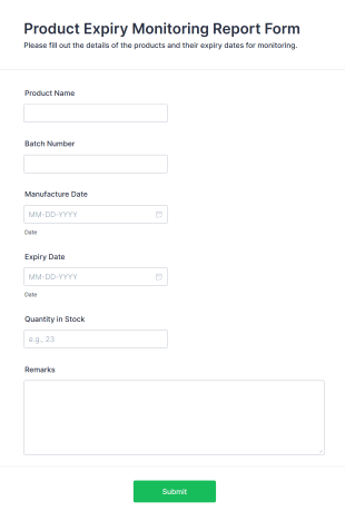 Product Expiry Monitoring Report Form Template