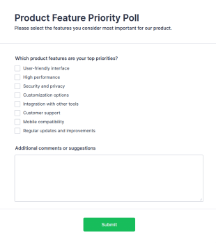 Product Feature Priority Poll Form Template