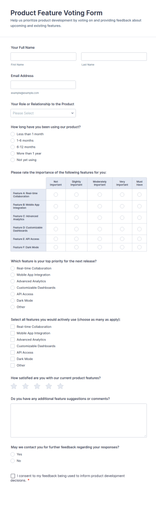 Product Feature Voting Form Template