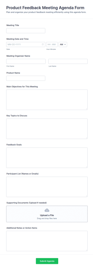 Product Feedback Meeting Agenda Form Template