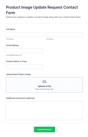 Product Image Update Request Contact Form Template