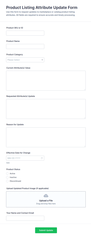 Product Listing Attribute Update Form Template