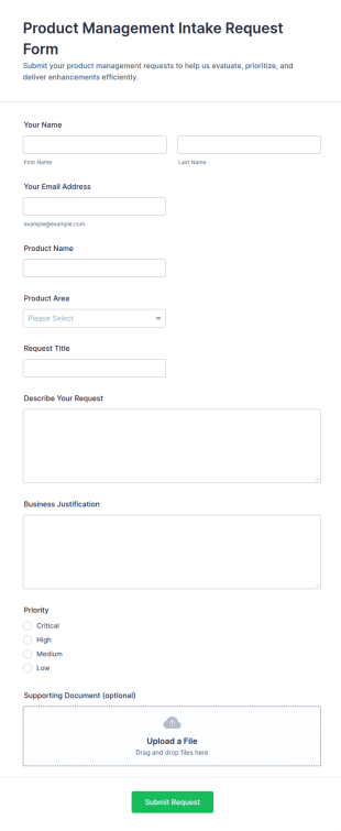 Product Management Intake Request Form Template