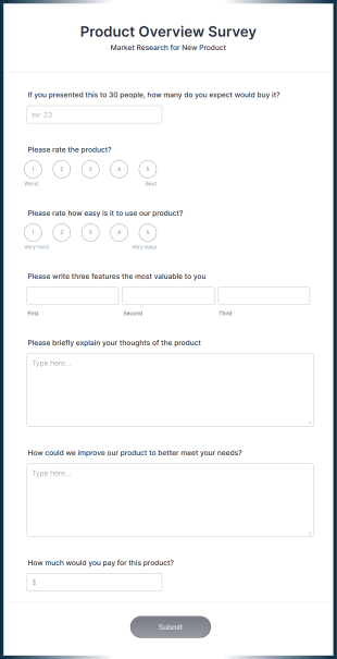 Product Overview Survey Form Template
