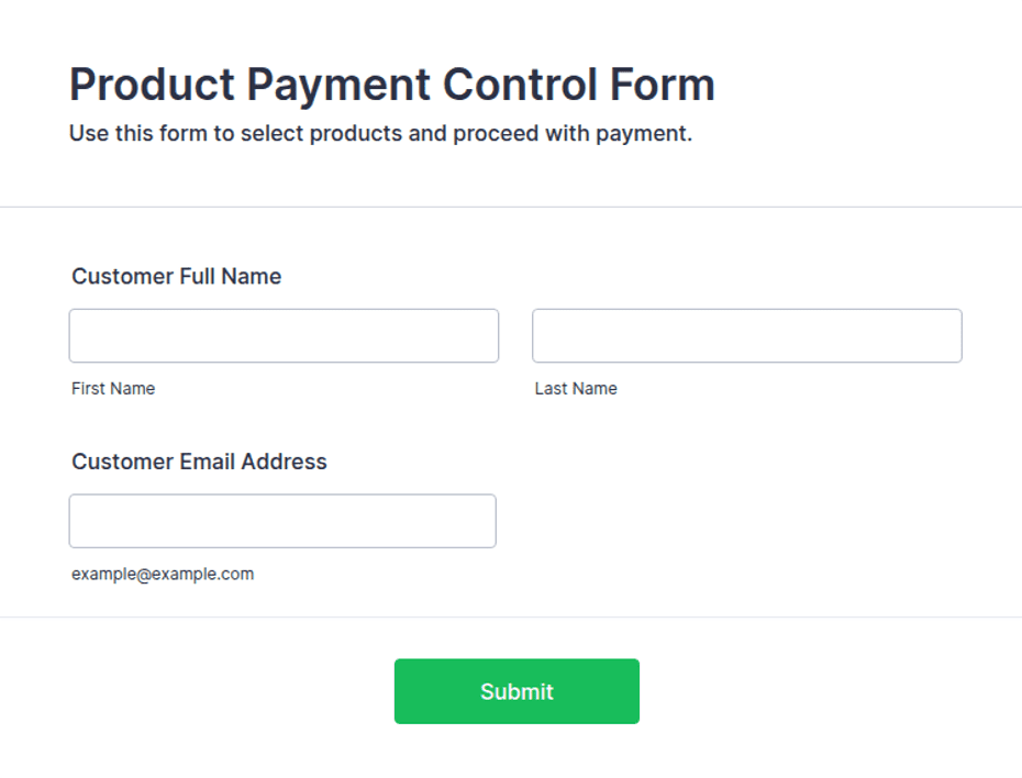 Detailed Control Form Product Payment Control Form Template | Jotform