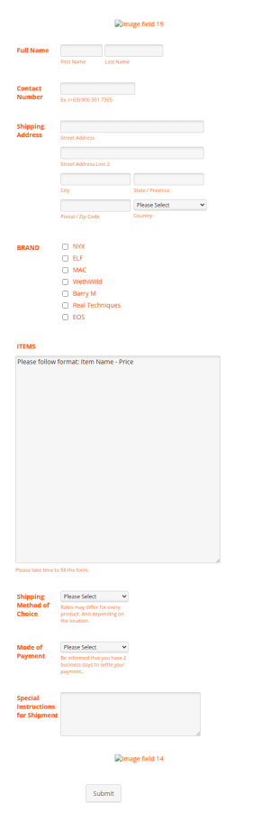Product Pre Order Form Template