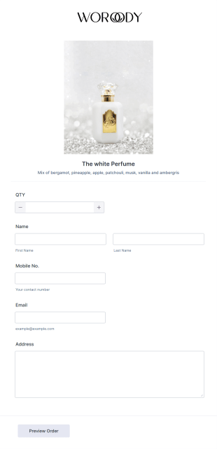 Perfume Purchase Order Form Template