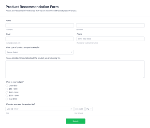 Product Recommendation Form Template