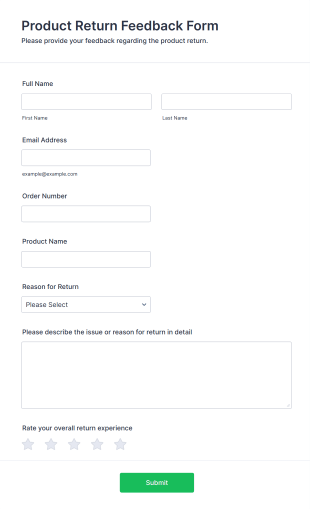 Product Return Feedback Form Template