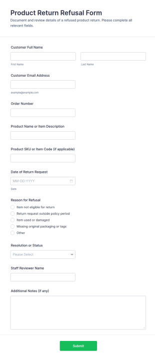 Product Return Refusal Form Template