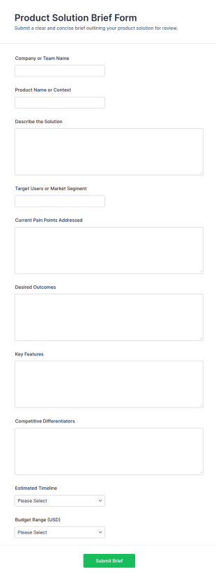 Product Solution Brief Form Template
