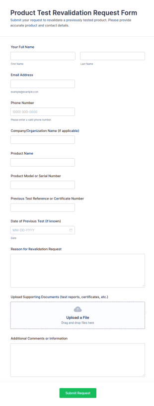 Product Test Revalidation Request Form Template