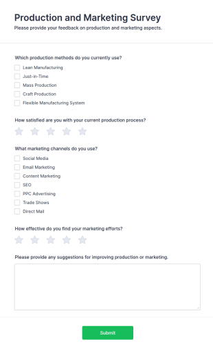 Production And Marketing Survey Form Template