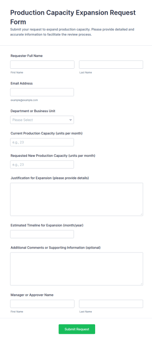 Production Capacity Expansion Request Form Template