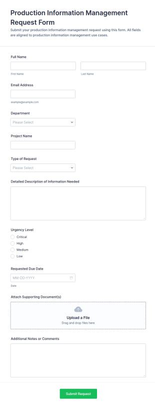 Production Information Management Request Form Template
