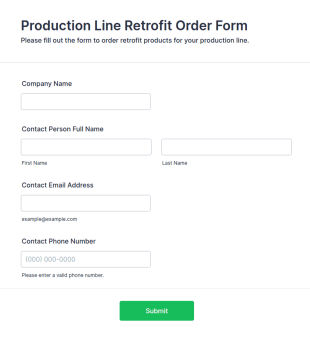 Production Line Retrofit Order Form Template