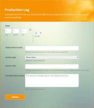 Production Log Form Template