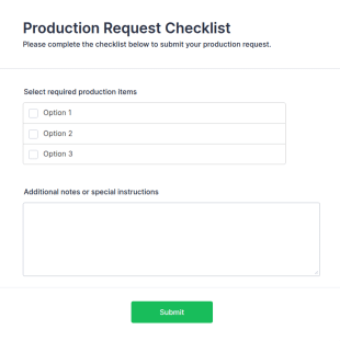 Production Request Checklist Form Template