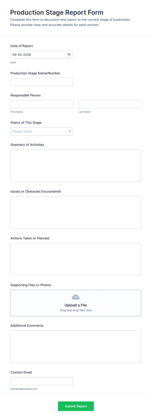 Production Stage Report Form Template