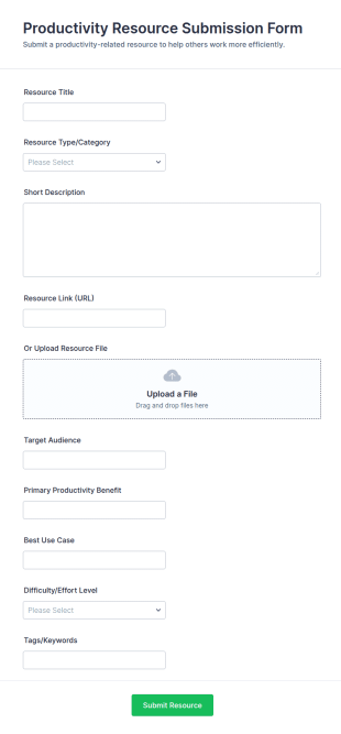 Productivity Resource Submission Form Template