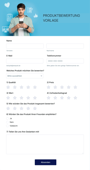 Produktbewertung Vorlage Form Template