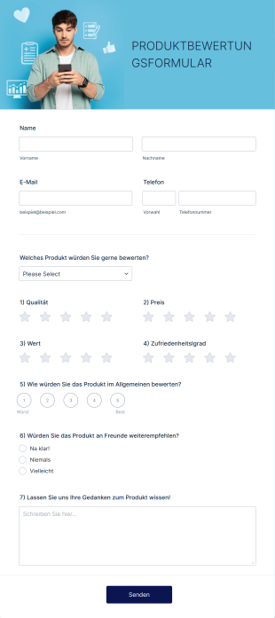 Produktbewertungsformular Form Template