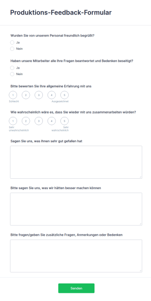 Produktions Feedback Formular
