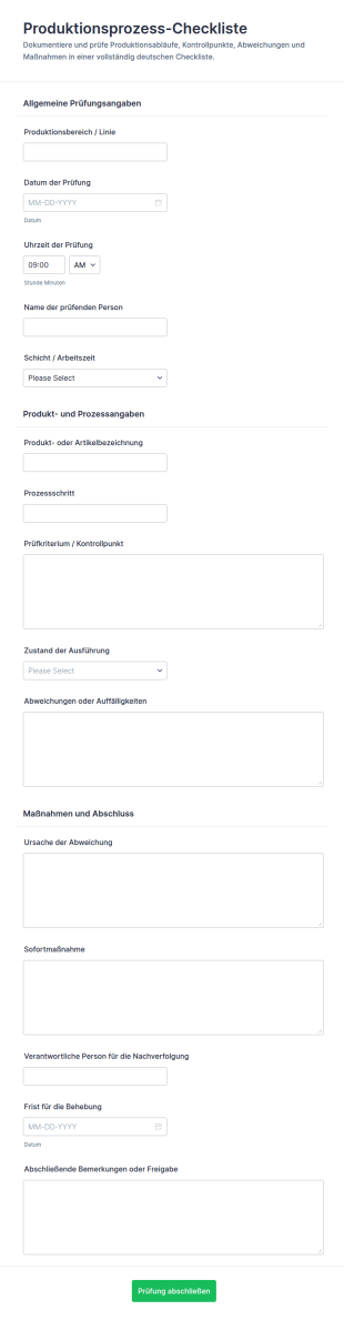 Produktionsablauf Checkliste