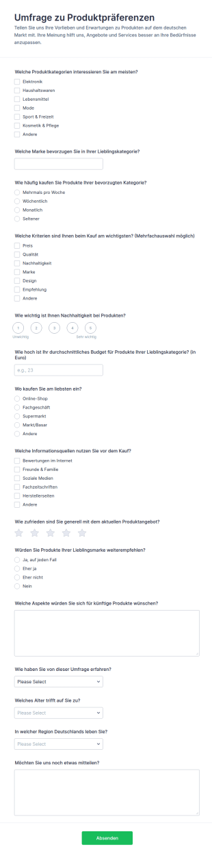 Produktpräferenz Umfrage
