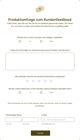 Produktumfrage Zum Kundenfeedback Form Template