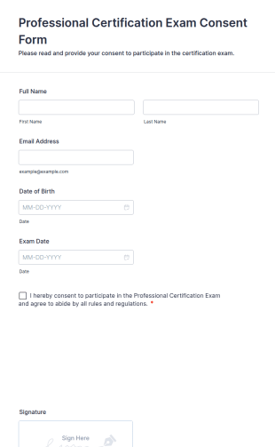 Professional Certification Exam Consent Form Template