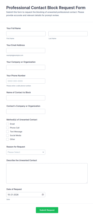 Professional Contact Block Request Form Template