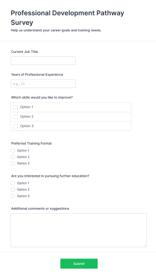 Professional Development Pathway Survey Form Template