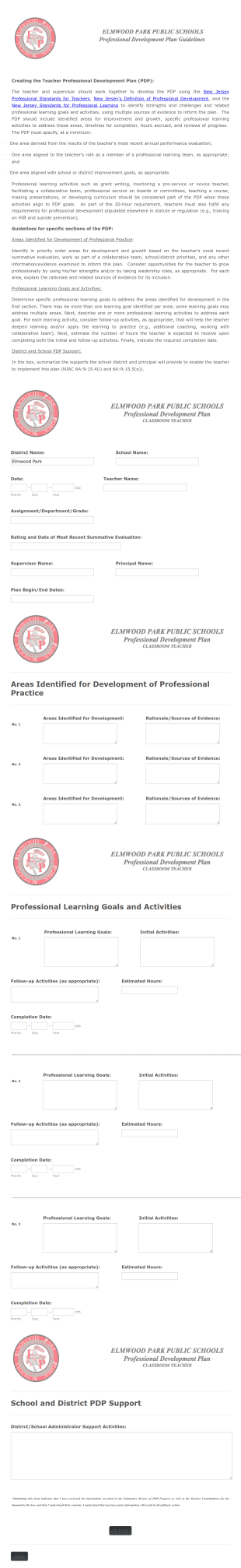 Professional Development Plan Form Template