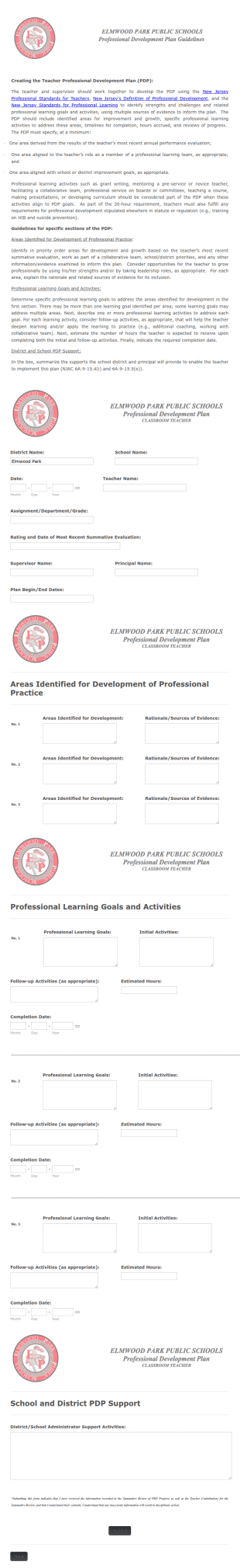 Professional Development Plan Form Template