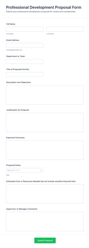 Professional Development Proposal Form Template