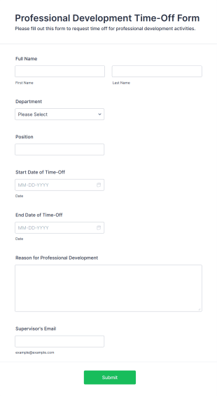 Professional Development Time Off Form Form Template